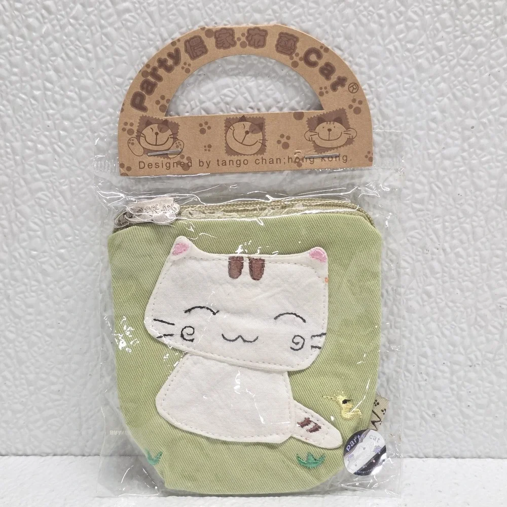 Tango Chan Party Cat White Cat Green Change Coin Purse